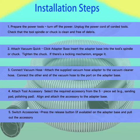Installation steps for 16 Ft Universal Vacuum Hose Extension Kit With Six Adapters For Home Shops And Tools Dust Collection.