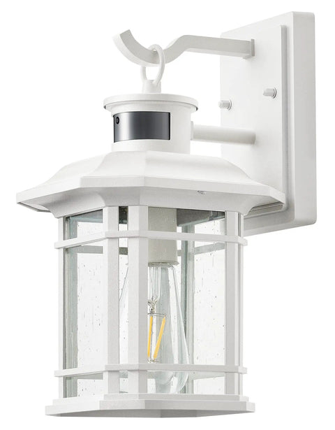 2 Pack Outdoor Motion Lights For House With Dusk To Dawn Sensor, Waterproof Anti Rust Aluminum Wall Sconces, white fixture