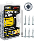 Pocket Hole Screws Set 300 Pcs 8x1 Inch Zinc Coated Carbon Steel With Square Drive Robertson Head Includes Free 150mm Bit In Clear Case