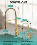 Dimensions of Slick Brushed Gold Kitchen Faucet With Pull Down Sprayer And Reverse Osmosis Drinking Water Tap Stainless Steel.