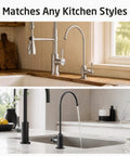 KES NSF Certified All Metal Drinking RO Water Faucet Non-Plastic Connector in silver and black styles for kitchens.