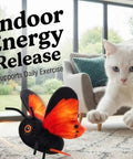 Smart Sensing Flapping Butterfly Cat Toy With Auto Activation That Triggers When Your Cat Approaches Realistic Flutter Motion Sparks Play Engages Hunting Instincts Totally Interactive Blue Butterfly Toy For Cats To Chase And Pounce; black toy, orange wings