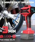 Cordless Tire Inflator With Digital Pressure Gauge And 160 PSI Portable Air Pump For Cars Motorcycles Bikes And Balls Tool Only Battery Not Included Compatible With Milwaukee 18V Batteries red cordless tire inflator with digital gauge filling car tire