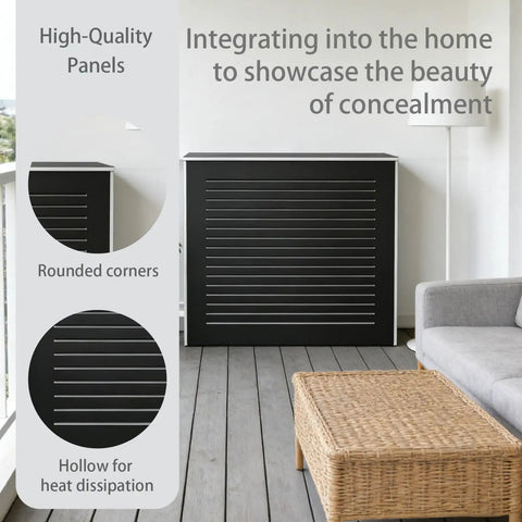 Front view of No Drill Radiator Cover Cabinet For Home Wall Mounted Conceals Old Radiators And Clutter With Flat Top Shelf in patio setting