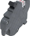 Heavy Duty One Pole 30 Amp Circuit Breaker For Federal Pacific Stab Lok Panels Plug And Play Thin Series Build Straight Up Quick Swap Rock Solid Overload Protection Gray Finish side view with button
