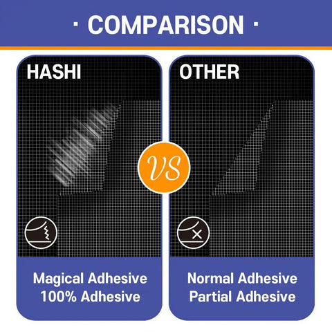 Comparison of magical adhesive vs normal adhesive on fiberglass mesh for DIY Friendly Fiberglass Screen Repair Kit For Windows And Doors With 2 Inch By 15 Feet Black Mesh And 3 Layer Strong Adhesive Tape Easy Install Made In Korea Durable Replacement Mesh For Window And Door Screens