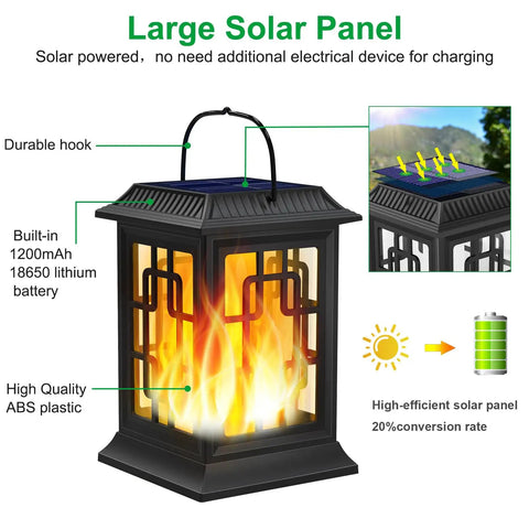 Outdoor Solar Lanterns Waterproof Hanging Lights For Garden Yard Patio Black 2 Pack Solar Powered Decorative Lanterns For Porch And Deck 8 Hour Battery Life Weatherproof Easy Hang Energy Efficient Monocrystalline Panels Lit Ambience.