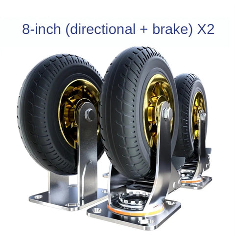 4 Pack 8 Inch Beefy Heavy Duty Caster Wheels with Universal Steering and Directional Brake Silent Rubber Casters
