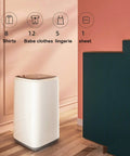 No Sweat Portable Mini Washing Machine With Smart Led Touch Panel And One Click Operation positioned in a stylish room, demonstrating compact size.