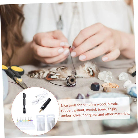 Mini Electric Drill Set For Jewelry Making And Crafting With USB Powered Mini Drill Twist Bits And PCB Accessories For Wood Engraving DIY Projects At Home in use for crafting