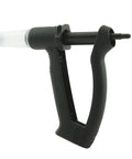 Hella Lightweight One Man Motorcycle Brake And Clutch Bleeder Kit with a black handle and clear fluid reservoir for easy extraction.