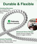 Hella Durable 10 Ft 8/3 MC Cable With Aluminum Armor And Green Insulated Ground, 8 AWG Pure Copper Stranded Conductors, Real THHN THWN 2, 600V 90C Indoor Outdoor Rated UL Listed Electrical Wire with interlocking structure.