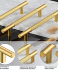 Gold knurled cabinet handles with deep thread and tight connection, sophisticated design, and anti-corrosion features on display.