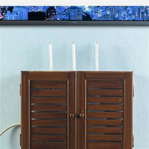 Wall Mounted Cable Organizer Box Perfect For Set Top Box And Router Storage With Perforation Free Design Durable Wooden Frame