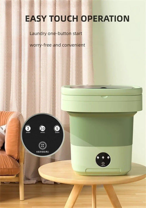 No Drama Portable Washing Machine 20L Capacity lightweight mini washer with easy touch operation on a table.