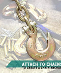 Heavy Duty Half Inch Grade 70 Forged Clevis Slip Hook With Secure Safety Latch For Trailer Towing And Chain Rigging Two Piece Pack, close-up on the hook.