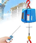 Beefy Electric Hoist Winch With Wireless Remote Control 1100lbs Capacity pictured with construction background