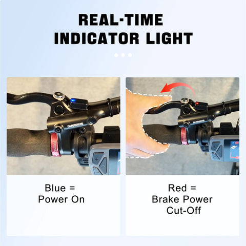 Brake Sensor With Indicator Light For Ebike Conversion Kit 3 Pin Cutoff Cable Pair 1.2ft Length Waterproof Plug And Play Harness Compatible With Hydraulic Brake Levers