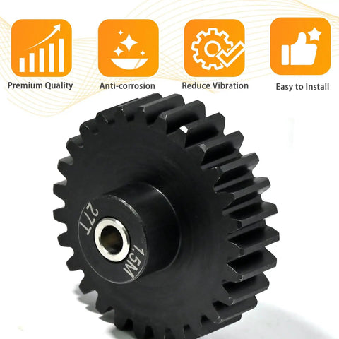 Large Scale RC Pinion Gear Kit M1.5 27T 8mm Bore With 8mm To 5mm Shaft Adapter Sleeve Chromium Steel Motor Gear With Set Screw And Hex Key For Traxxas ARRMA Losi HPI Baja One Fifth And One Eighth RC Cars