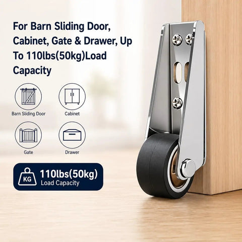 4 Pack Vertical Track Roller Wheels Heavy Duty Rubber Swivel Casters For Barn Sliding Door Replacement built tough with steel bracket.