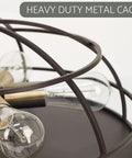 Close-up of Industrial Farmhouse 18 Inch Five Light Cage Flush Mount Ceiling Light with metal cage and visible bulbs.