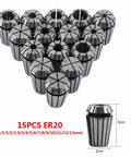 15 Piece ER20 Collet Set In Separate Protective Container With Labels For CNC Milling And Engraving 1 To 13 mm Range displayed