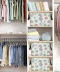 Large Rectangular Storage Basket For Organizing Home Clutter, Waterproof Fabric Bin With Trendy Pattern in closet.