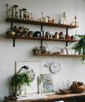 Wall shelves with heavy duty 8 inch shelf bracket for DIY floating shelves with decor and plants