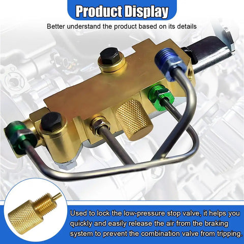 Rock Solid Brake Proportioning Valve Bleeder Tool Gold Finish with close-up view of components for smooth pressure control.