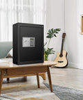 80 Keys Cabinet Pro Grade With Sensor Light And Electronic Key Safe Pin Code Keyless Storage Box on a table in a living room.