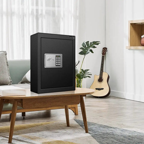 80 Keys Cabinet Pro Grade With Sensor Light And Electronic Key Safe Pin Code Keyless Storage Box on a table in a living room.