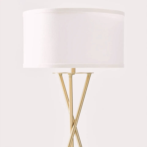 LED Floor Lamp With Gold Tripod Base And Drum Shade, Tall Contemporary Standing Lamp For Living Rooms And Offices, Modern Industrial Style Lit Glow For Bedroom Reading And Home Decor