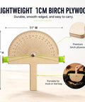 Premium Birch Wood Angle Finder Protractor With String Alignment For Rapid Zero To One Eighty Degree Readings, 11" wide, 10.5" high.