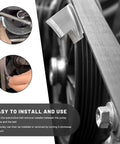 Close-up of Two Piece Stretch Belt Mate Kit with Metal Remover Installer Tool demonstrating easy installation on vehicle pulley.