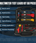 68 Piece Automotive Circuit Test Lead Kit With Multimeter Test Leads Electrical Breakout Leads Terminals Alligator Clips Probes Banana Plug Adapters Volt Meter Lead Set For DIY Diagnostics And Repairs