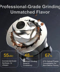 Close-up of 48mm conical burr for Single Dose Burr Coffee Grinder With Magnetic Dosing Cup Quiet Electric Espresso Grinder For Home Use Compact