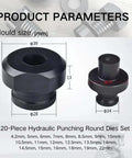 Heavy Duty 20 Piece Round Hole Punch Die Set For Electric Hydraulic Punch Tool Built To Last with size specifications image