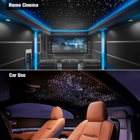 16W Starlight Headliner Kit With 150 Fiber Optic Lights, 6.5 Ft Long, in home cinema and car interior, RGBW color