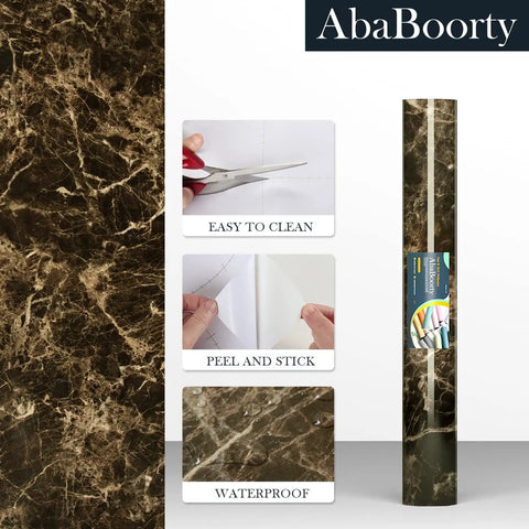 Brown Marble Peel And Stick Contact Paper For Countertops And Backsplash, Easy Peel And Stick Self Adhesive Vinyl Wallpaper roll