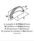 Diagram of Oil Rubbed Bronze Cup Pull Drawer Handle For Cabinets And Furniture 3 Inch Center To Center 1 Pack