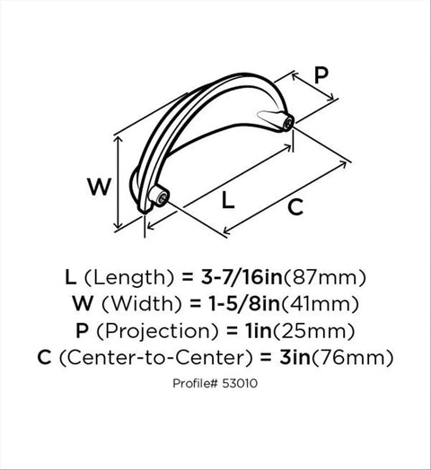 Diagram of Oil Rubbed Bronze Cup Pull Drawer Handle For Cabinets And Furniture 3 Inch Center To Center 1 Pack