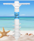 Beach Umbrella Sand Anchor Heavy Duty Base With 5 Spiral Screws Universal Fit For Most Beach Umbrellas Wind Resistant Holder Stand White Durable ABS Plastic That Wont Rust In Sand Or Salt Water.
