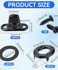 Front view: Lainballow black marine-grade twist-lock fastener set with 40 bases, 80 screws, 40 washers, 40 rings