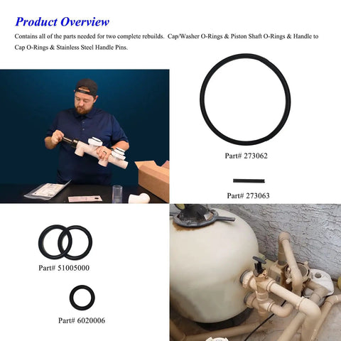 All In One O Ring Kit For Two Full Valve Rebuilds Fits Push Pull Slide Valves For Pool Equipment components displayed