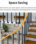 Rock Solid Square Metal Stair Spindles Side Mount Baluster Kit With Zero Hassle Setup And Screws Top Shelf Banister Columns For Deck Steps And Patio 25 Pack 43 Inch Height with wooden railing in modern stairway.