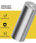 Premium Reflective Window Film Roll 48 By 10 Feet Aluminum Foil Thermal Insulation showing roll features high reflectivity.