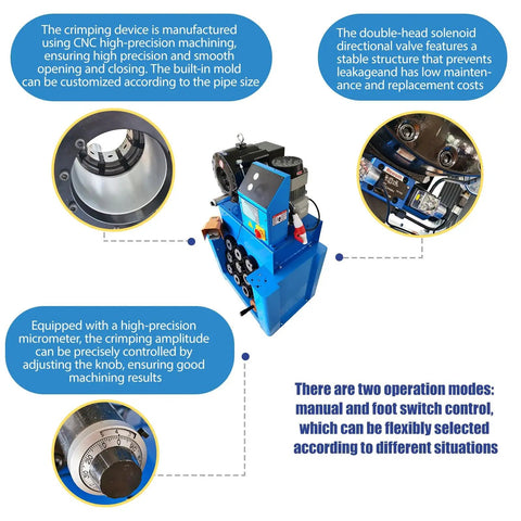 Heavy Duty Vertical Electric Hydraulic Hose Crimping Machine With Rock Solid Alloy Steel Dies And Pro Grade Three Phase Motor For Industrial Rubber Fitting Work A Smooth Operator Design shows detailed components and features.