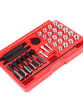 Premium Glow Plug Thread Repair Kit Set 33 Pieces Durable High Grade Steel Diesel Cylinder Head Tool For Engine Fix And Fast Restore, red case