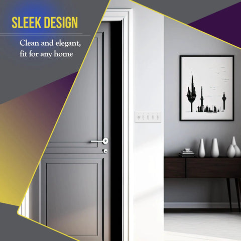 Room interior with Five Gang Toggle Light Switch Wall Plate With Gloss Finish Built To Last Tough As Nails Durable Unbreakable Polycarbonate Thermoplastic 4.5 By 10.03 Inches Heat And Fade Resistant UL Listed White