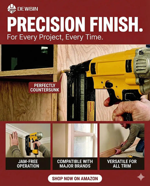 Jam Free Smooth Ride For Cordless Nailers 16 Gauge Finish Nails Two Inch Galvanized Straight Head 1000 Count Pack in use on wood.